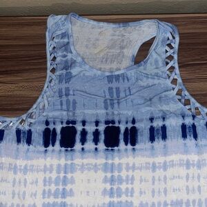 Blue tie-dye tank top
